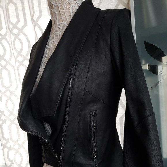 BCBGeneration Tuxedo style Hi/Low Leather Jacket! - Picture 2 of 8